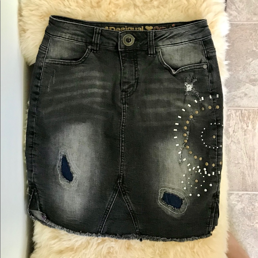 Desigual black denim skirt